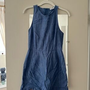 Zara Basics Blue Sleeveless Denim Romper